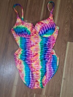 Pacific Connections Pink and Blue Striped Swimwear